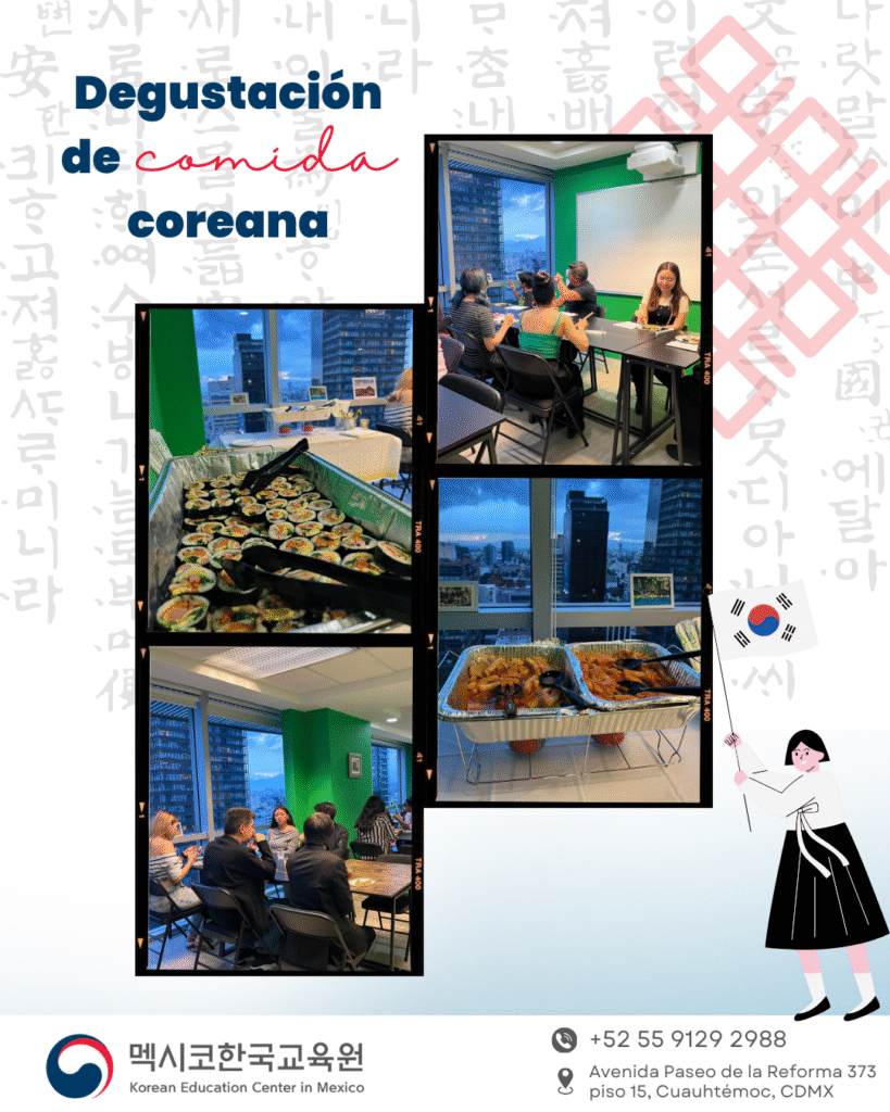 Degustación de comida coreana en el evento del 80 aniversario de la Liberación Nacional de Corea