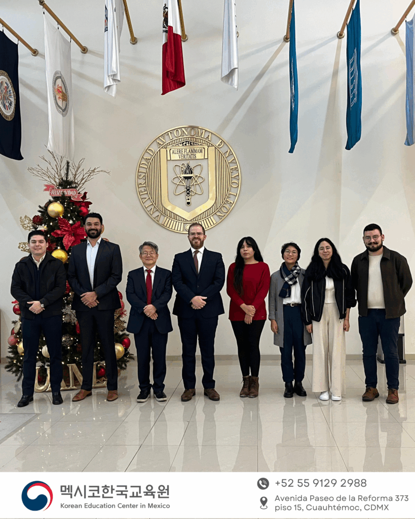 Reunión del Centro de Educación Coreana en México con autoridades de la UANL en Monterrey para fortalecer la cooperación académica.